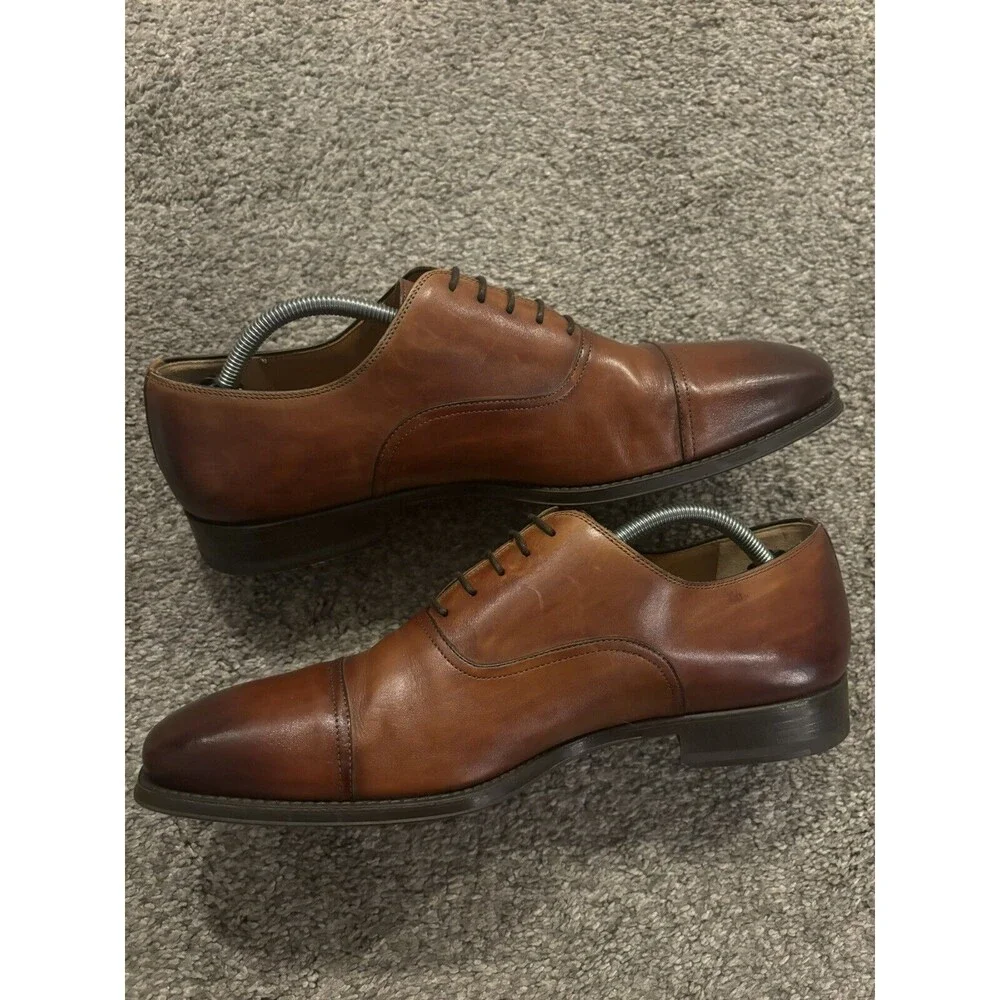 Magnanni Men's Lucas Cap-Toe Leather Oxfords -‎ 21019 - Cognac Brown 11M